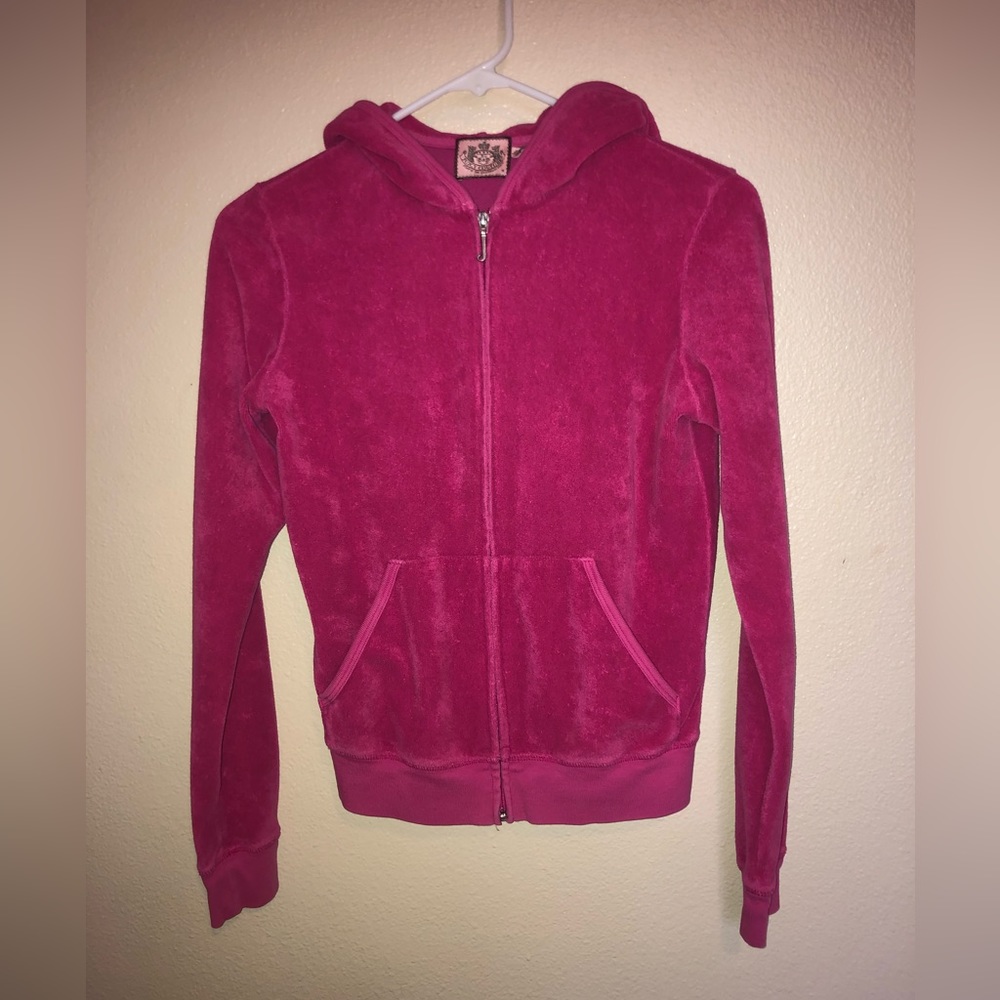 JUICY COTURE ICONIC TRACKSUIT SIZE MEDIUM PINK TERRYCLOTH ZIP UP HOODIE Y2K